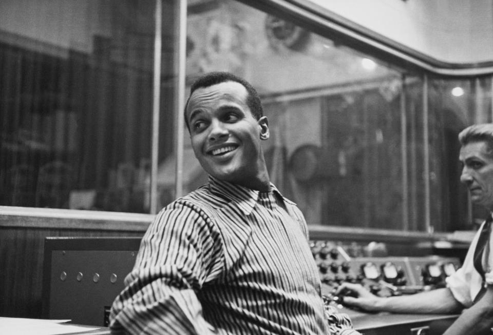 Harry Belafonte in a recording studio circa 1957. (Hulton Archive / Getty Images)