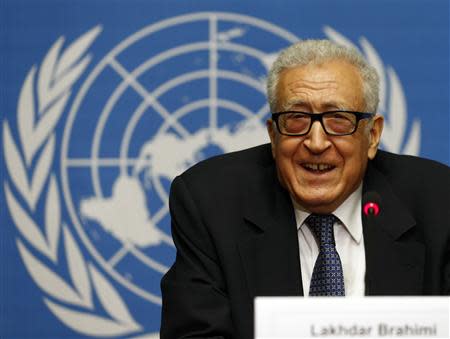 Arab League-United Nations envoy Lakhdar Brahimi addresses a news conference on the situation in Syria at the United Nations European headquarters in Geneva November 25, 2013. REUTERS/Denis Balibouse