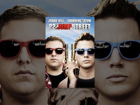 <p>The sequel to Channing Tatum and Jonah Hill’s beloved adaptation of 21 Jump Street, a police procedural series, 22 Jump Street lands the buddy cop duo in college. On a mission to infiltrate a drug ring, the two men quickly become sidetracked by the old college trope … finding themselves.</p><p><a class="link " href="https://www.amazon.com/gp/video/detail/amzn1.dv.gti.6aa9f6fb-f9e8-9f36-4bb8-f6f52b2429c5?autoplay=1&ref_=atv_cf_strg_wb&tag=syn-yahoo-20&ascsubtag=%5Bartid%7C10054.g.34788479%5Bsrc%7Cyahoo-us" rel="nofollow noopener" target="_blank" data-ylk="slk:Watch Now;elm:context_link;itc:0;sec:content-canvas">Watch Now</a></p><p><a href="https://www.youtube.com/watch?v=h5GmEWknZ64" rel="nofollow noopener" target="_blank" data-ylk="slk:See the original post on Youtube;elm:context_link;itc:0;sec:content-canvas" class="link ">See the original post on Youtube</a></p>