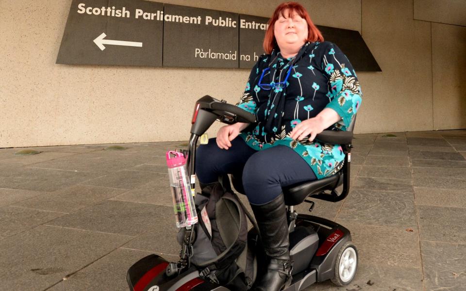 Margaret Goodman, who is terminally ill with brain cancer, outside the Scottish Parliament after Scottish Labour leader Richard Leonard highlighted her case during First Minister's Questions - Corbis News