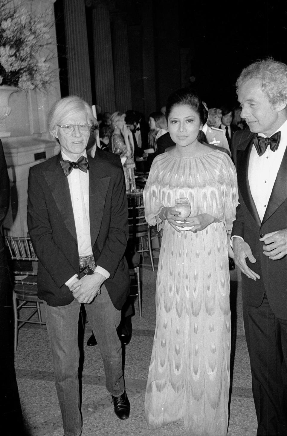 Andy Warhol and Imelda Marcos at the 1976 Met Gala.