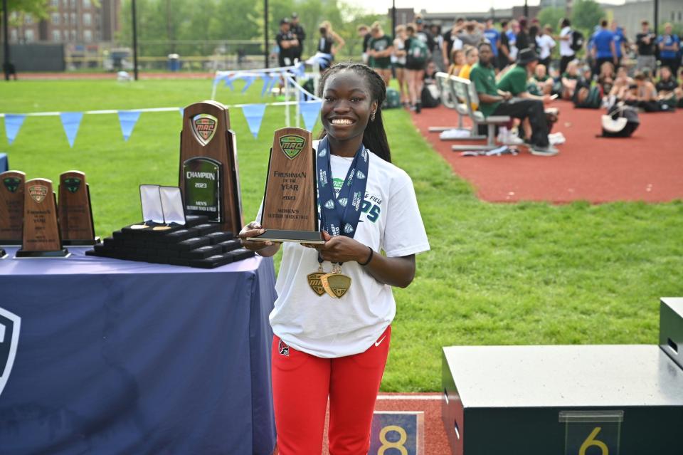 Ball State women's track and field's Alana Springer was named Freshman Track Performer of the Year at the MAC Outdoor Championships at Akron on Saturday, May 13, 2023.