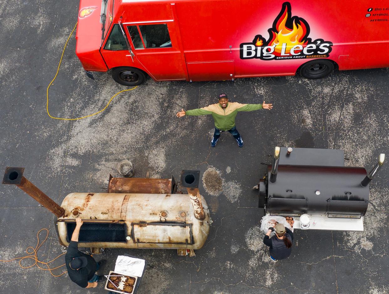 Rashad Jones is shown on Jan. 13, 2021, outside his food truck in downtown Ocala.