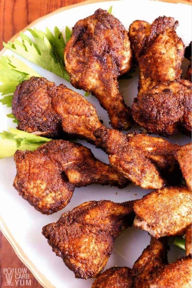<p><a href="https://lowcarbyum.com/spicy-dry-rub-hot-wings-baked-recipe/" rel="nofollow noopener" target="_blank" data-ylk="slk:Low Carb Yum;elm:context_link;itc:0;sec:content-canvas" class="link ">Low Carb Yum</a></p><p>Tired of wings drenched it hot sauce? This recipe for dry rub wings uses a spicy blend of seasonings which can be made as hot as you like.</p><p><strong>Get the recipe: <a href="/wp-admin/_wp_link_placeholder" data-ylk="slk:Crispy Dry Rub Chicken Wings;elm:context_link;itc:0;sec:content-canvas" class="link ">Crispy Dry Rub Chicken Wings</a></strong></p>