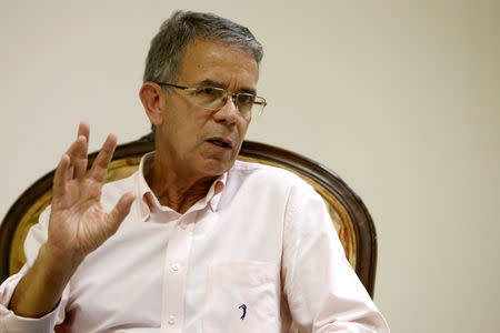 Oswaldo Ferreira, a retired General of the Brazilian Army, is seen in the room at the hotel where retired generals meet to support presidential candidate Jair Bolsonaro in Brasilia, Brazil October 17, 2018. Picture taken October 17, 2018. REUTERS/Adriano Machado