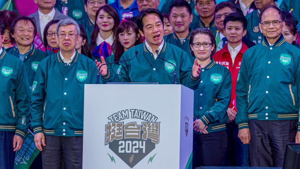 The ruling Democratic Progressive Party's (DPP's) presidential candidate, Lai Ching-te, gives a speech on December 3 in Taipei. At this stage, he is seen as the front runner in the general election happening on January 13. - Annabelle Chih/Getty Images