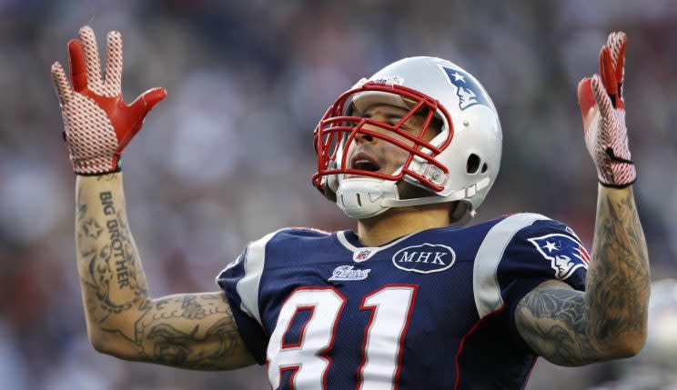 Aaron Hernandez jerseys (AP) 