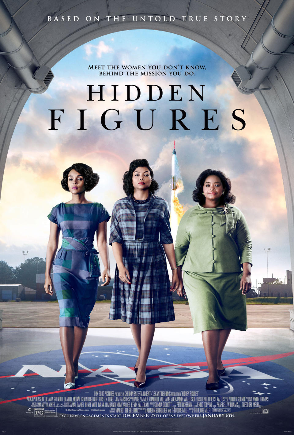 HIDDEN FIGURES, US poster art, from left, Janelle Monae, Taraji P. Henson, Octavia Spencer, 2016, ((C)20thCentFox/Courtesy Everett Collection / 20th Century Fox Licensing/Merch)