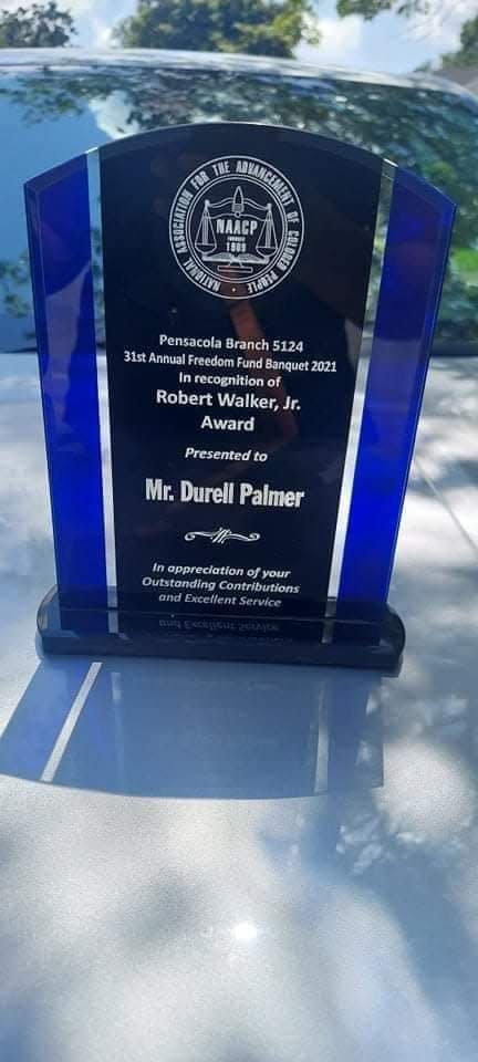 Durrell Palmer received the Robert Walker Jr. award last year from the NAACP for his "outstanding contributions and excellent service."