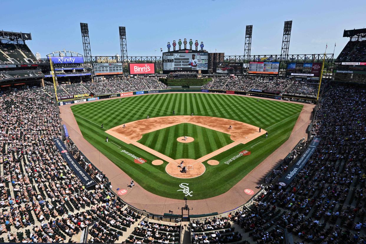 The Rolling Stones played at Guaranteed Rate Field in 2002.