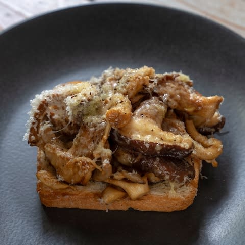  Lime Tree Kitchen: Mushroom, Marmite, Sussex Charmer, Truffle oil, Brioche.  - Credit: Andrew Crowley for the Telegraph