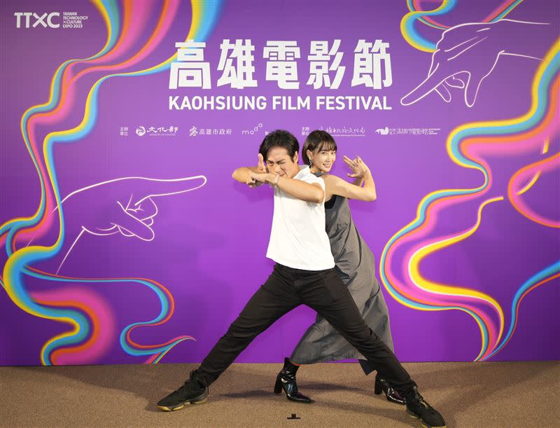 莊凱勛、李亦捷今天出席《殺手老不休》首映會。(圖／高雄電影節提供)