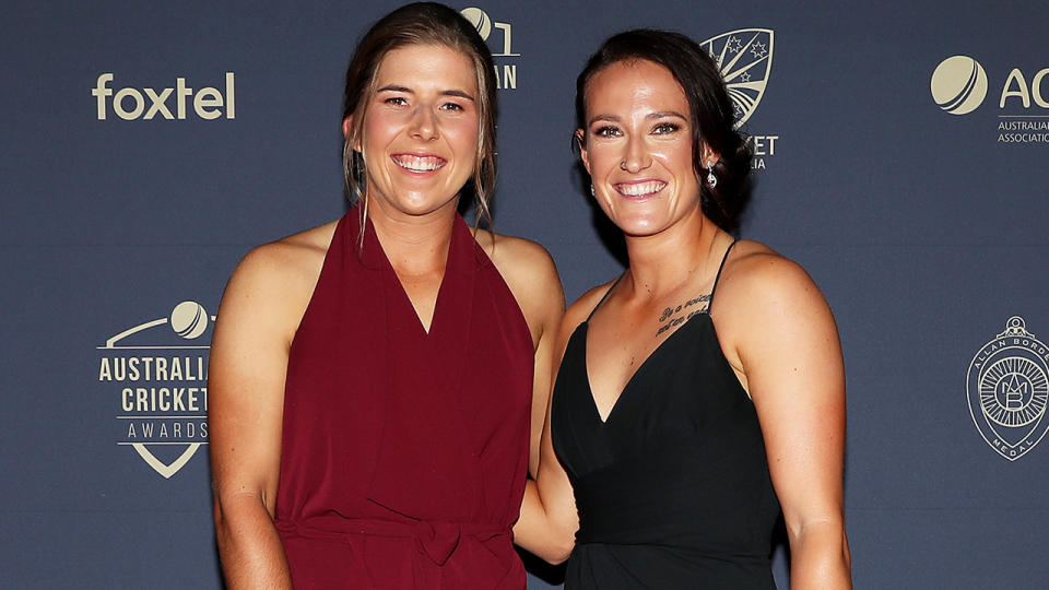 Georgia Wareham and Megan Schutt. (Photo by Graham Denholm/Getty Images)