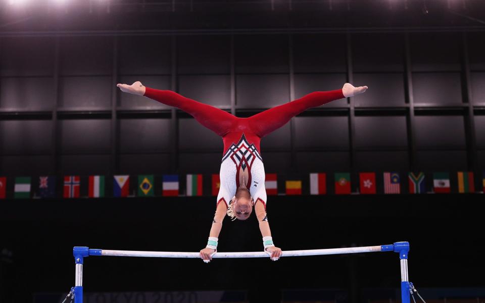 Germany's Elisabeth Seitz on the uneven bars - GETTY IMAGES