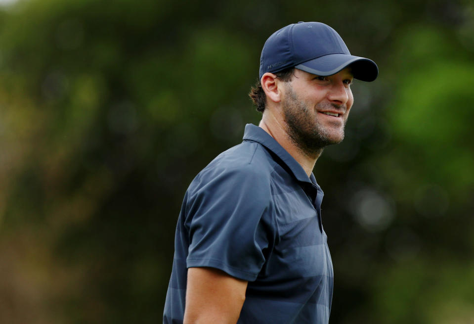 Tony Romo had reason to smile at the Bryon Nelson after scoring an eagle on his home course. (Getty)