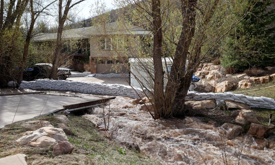 Water levels are high in Emigration Creek in Emigration Canyon on Tuesday, May 2, 2023.