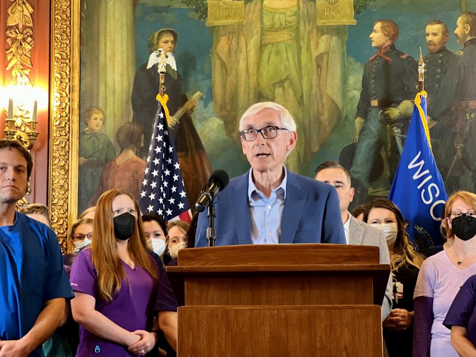 Gov. Tony Evers on Sept. 12, 2022, announced a strike by UW Health nurses has been called off after he brought union representative and UW Health officials to the Executive Residence in Maple Bluff for additional mediation.