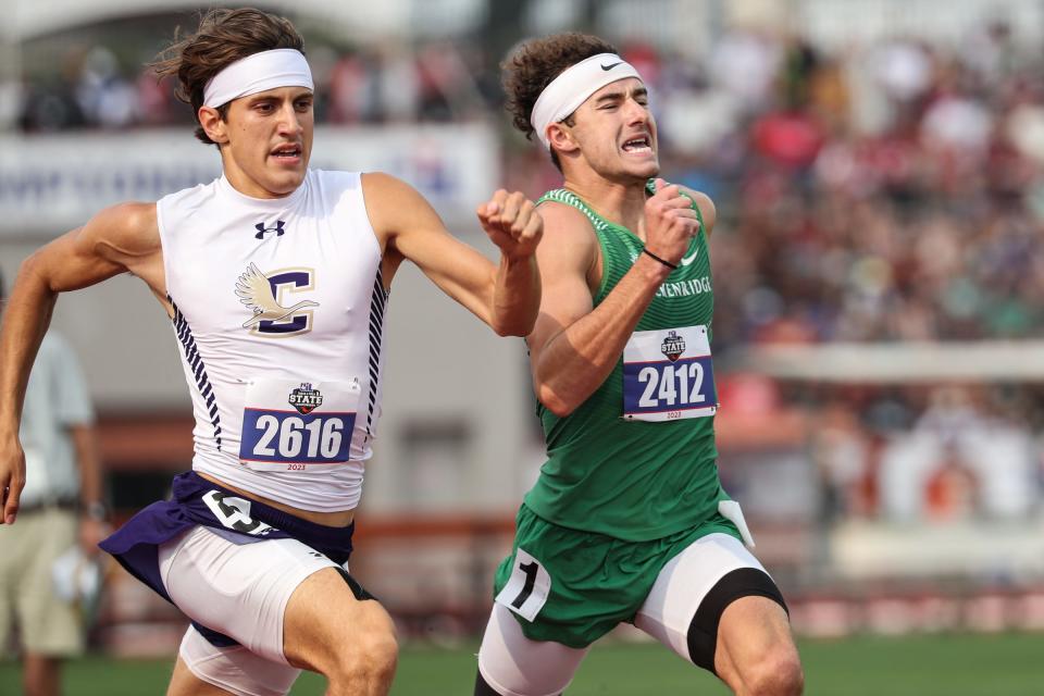 Breckenridge's Chase Lehr, right, battles Crane's Lucas Rizo in the Class 3A 800-meter run at the UIL State Track and Field meet Thursday at Mike A. Myers Stadium in Austin. Lehr and Rizo finished 1-2 in the event.