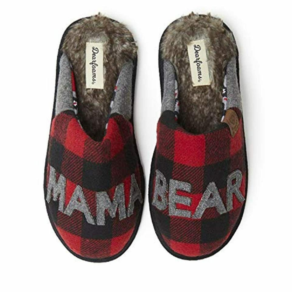 Mama Bear Tartan Slippers