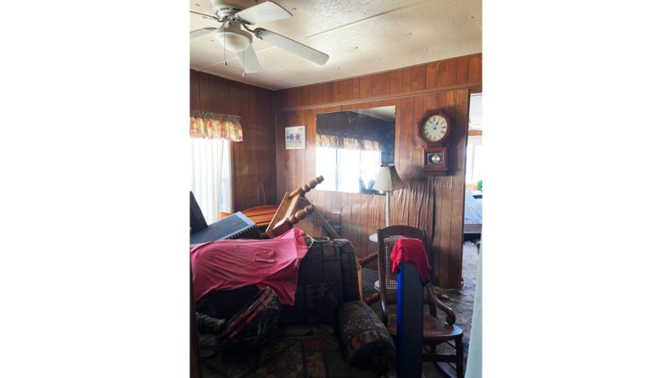 <div class="inline-image__caption"><p>The inside of the Freemans’ mobile home in Bayside Estates</p></div> <div class="inline-image__credit">Chris Freeman</div>