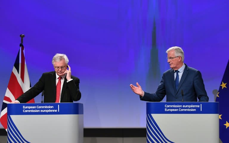 Reaching out: Britain's chief Brexit negotiator David Davis (l) and EU counterpart Michel Barnier have struggled to make significant progress in their negotiations