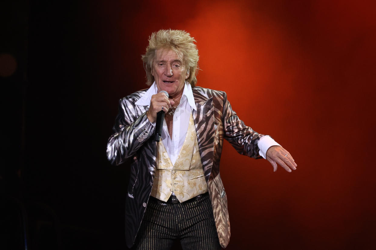 Rod Stewart performs at Spark Arena on April 09, 2023 in Auckland, New Zealand. (Photo by Dave Simpson/WireImage)