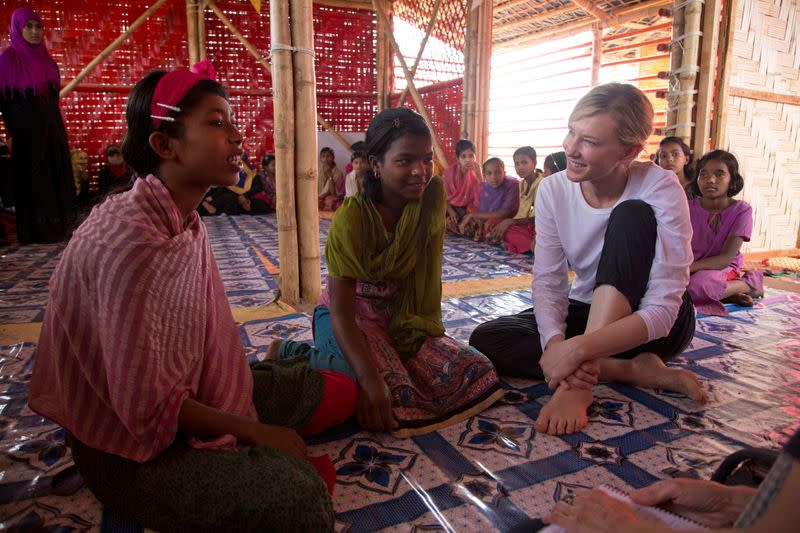 Cate Blanchett, Goodwill Ambassador for UNHCR, visits Kutupalong refugee camp near Cox's Bazar