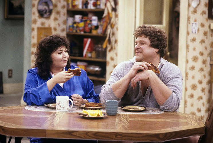 Roseanne Barr as Roseanne Conner and John Goodman as Dan Conner in Roseanne. (Photo: ABC/Getty Images)