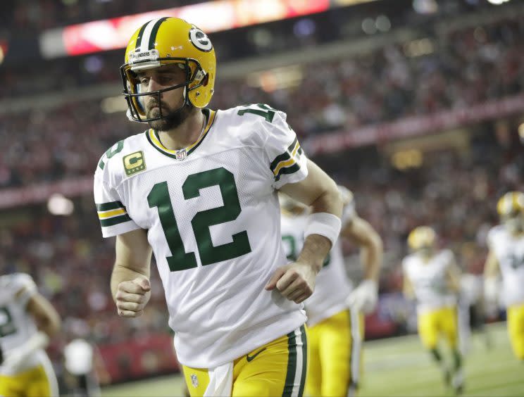 Aaron Rodgers has taken note of Mike Glennon’s rumored contract. (AP)