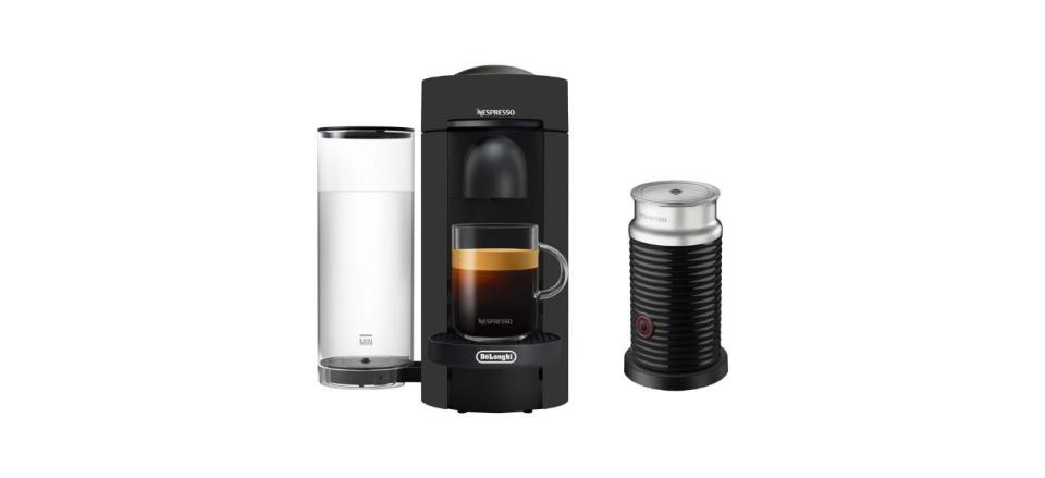 Nespresso Vertuo Plus Coffee and Espresso Machine by De'Longhi with Aeroccino on white background