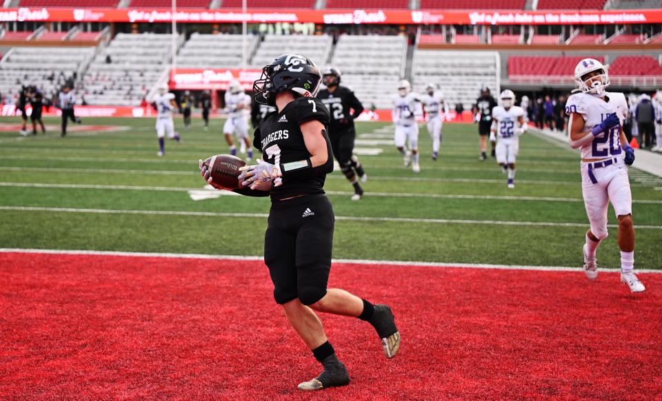 Corner Canyon and Lehi play in high school football semifinal action at Rice-Eccles Stadium in Salt Lake City on Friday, Nov. 10, 2023. | Scott G Winterton, Deseret News