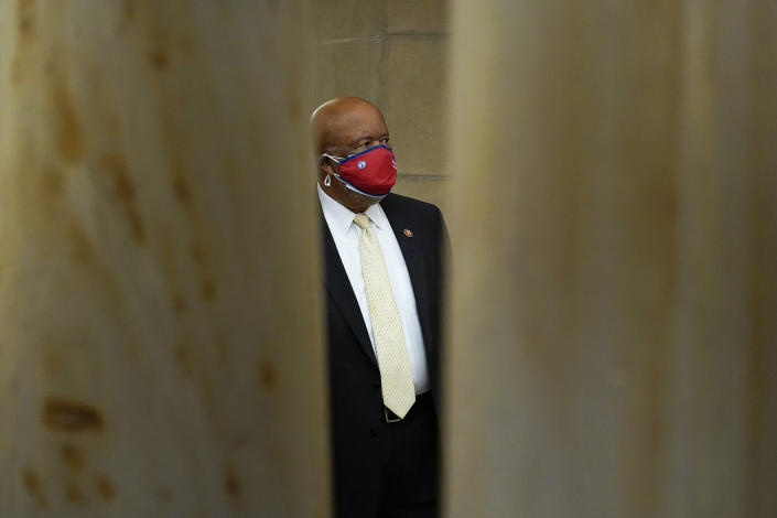Bennie Thompson, D-Miss., waits on Capitol Hill in Washington, Thursday, Jan. 6, 2022. Thompson is chair of the House select committee investigating the Jan. 6 attack on the Capitol. (AP Photo/Susan Walsh)