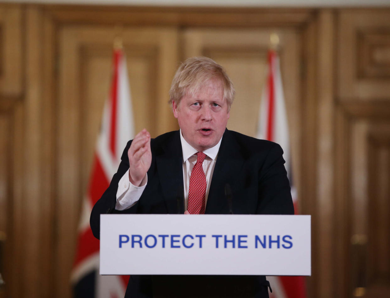 Prime Minister Boris Johnson speaks during a media briefing in Downing Street, London, on coronavirus (COVID-19).
