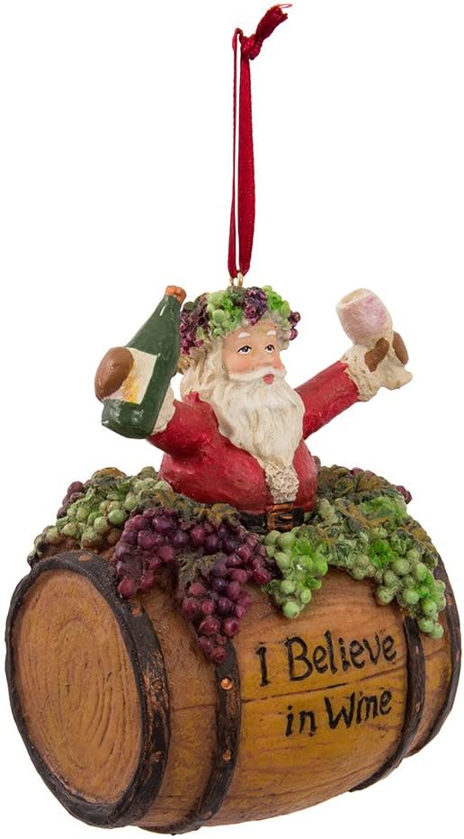 Kurt Adler Santa on Wine Barrel Ornament