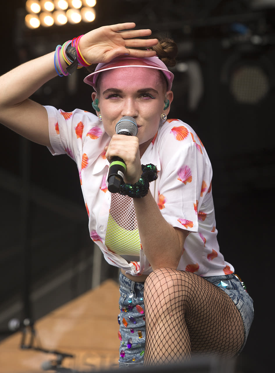 <p>Mandy Lee of the band MisterWives performs on Day 4 of the 2017 Firefly Music Festival at The Woodlands on Sunday, June 18, 2017, in Dover, Del. (Photo by Owen Sweeney/Invision/AP) </p>