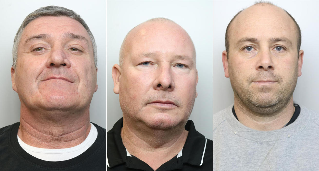 From left to right: Burglars John Barlow, Vincent Ball and Thomas Mee have been jailed (PA)