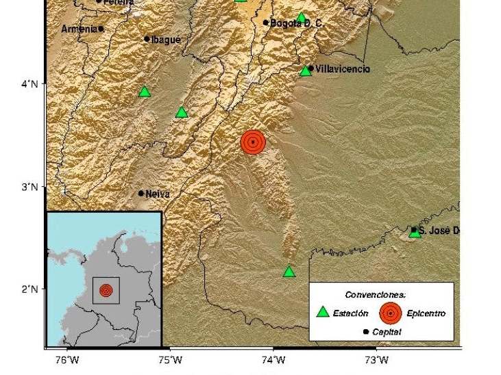 The Colombian Geological Service issued an image that showed the epicentre of the earthquake of 6.2: EPA