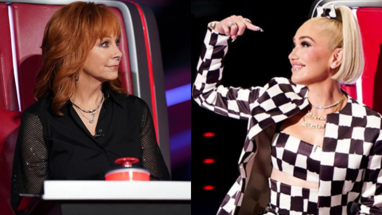  Reba McEntire and Gwen Stefani on The Voice. 