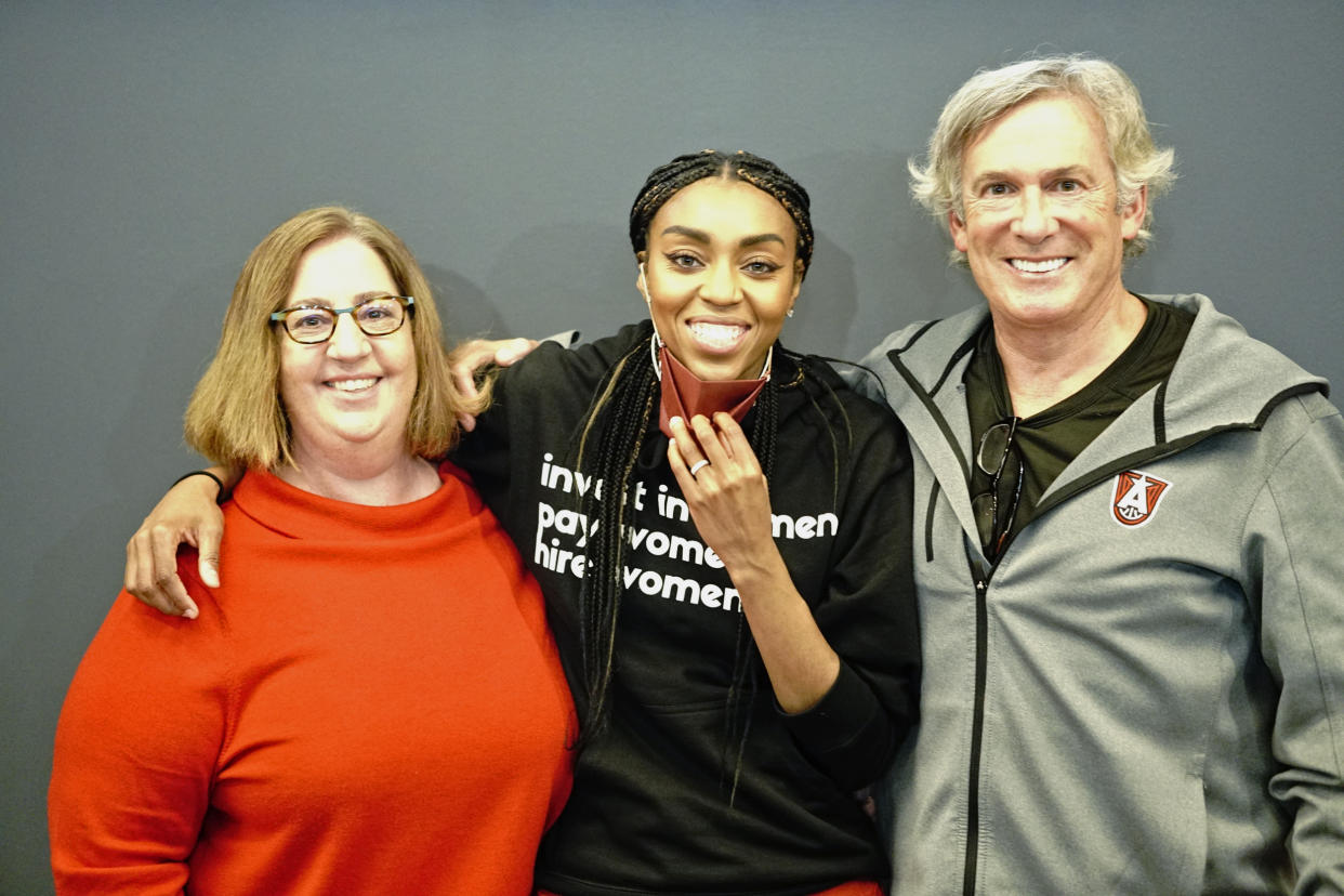 Renee Montgomery with Suzanne Abair and Larry Gottesdiener.  (Courtesy of Atlanta Dream)