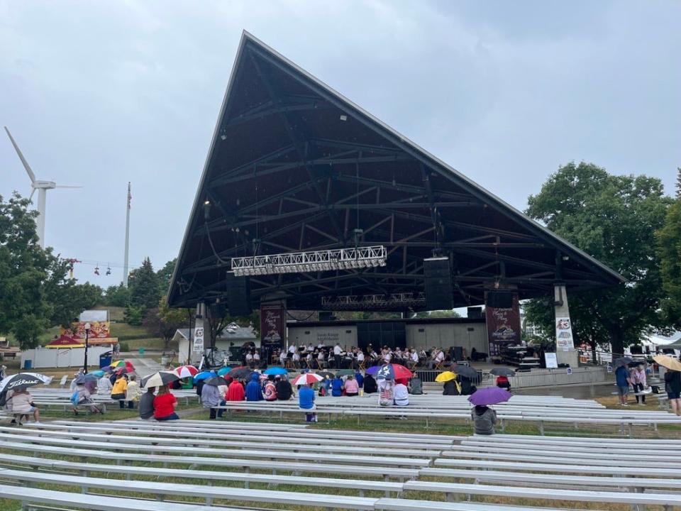 The Iowa Military Veterans Band played a concert at the Susan Knapp Amphitheater at the Iowa State Fair on the fair's Veterans Day.