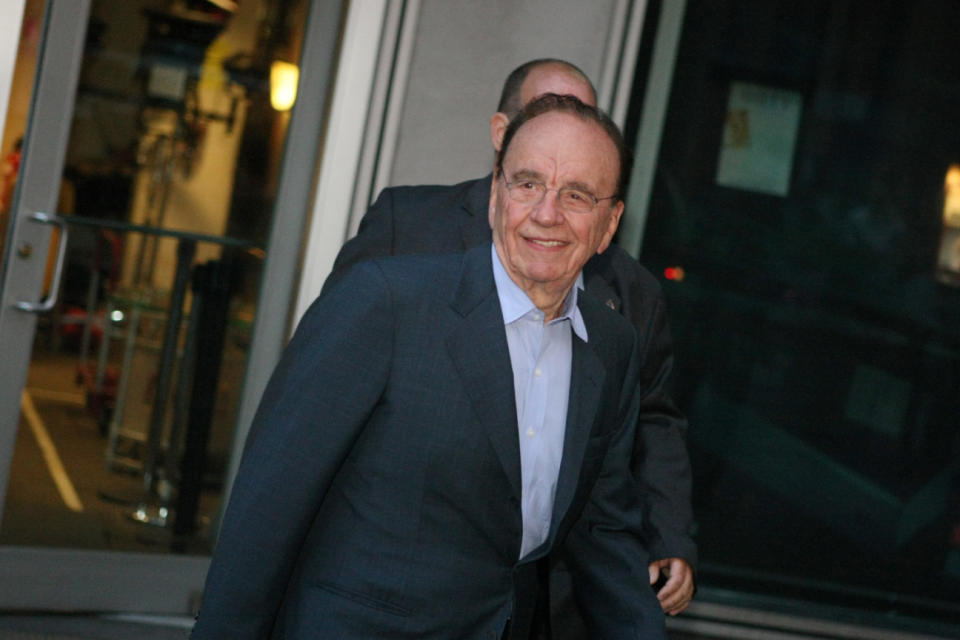 Rupert Murdoch leaves the News Corp. building after the News Corp. board approved his bid to acquire Dow Jones & Co. July 31, 2007 in New York City. 