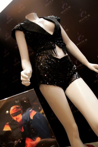 Singer Madonna's black sequined jacket from the 1993 "Girlie Show World Tour" that she wore to promote her album "Erotica"