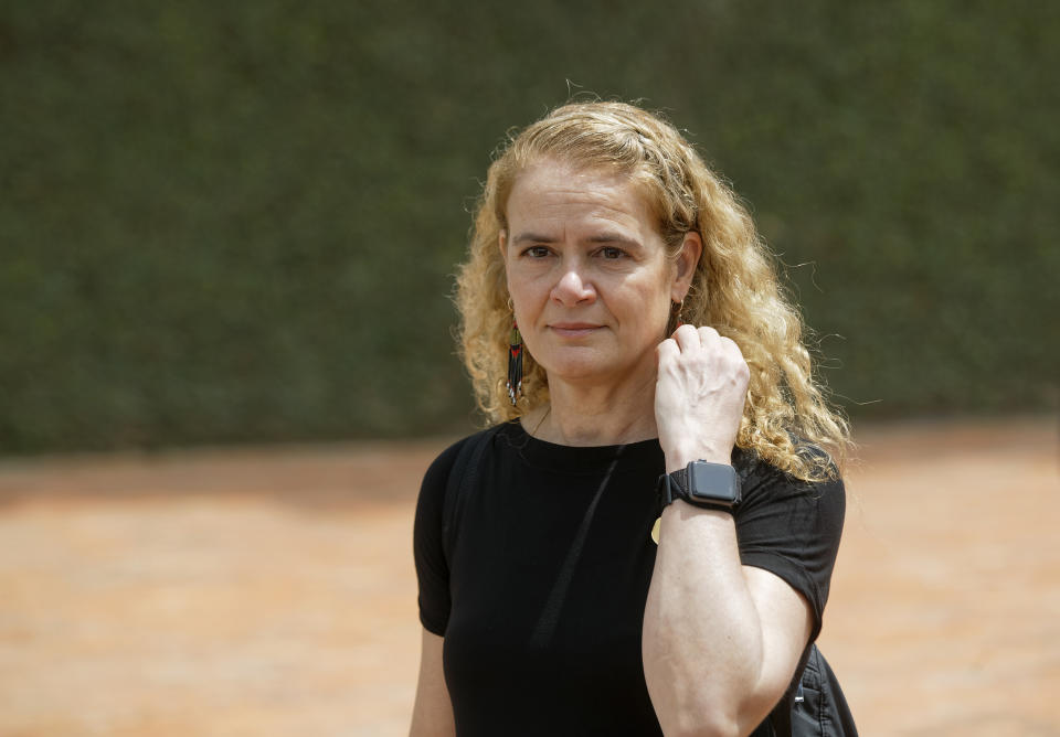 Governor General of Canada Julie Payette arrives to lay a wreath at the Kigali Genocide Memorial in Kigali, Rwanda Sunday, April 7, 2019. Rwanda is commemorating the 25th anniversary of when the country descended into an orgy of violence in which some 800,000 Tutsis and moderate Hutus were massacred by the majority Hutu population over a 100-day period in what was the worst genocide in recent history. (AP Photo/Ben Curtis)