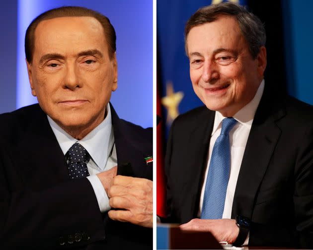 Sylvio Berlusconi et Mario Draghi font partie des prétendants à la présidence de la République italienne, qui débute le 24 janvier 2022. (Photo: Montage photo huffpost/Reuters)