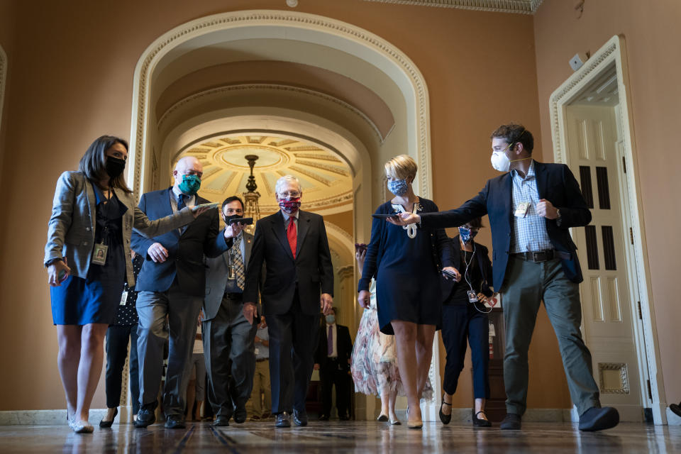The Senate left town Thursday with no progress on a deal to extend federal unemployment benefits. (Photo by Drew Angerer/Getty Images) (Photo: Drew Angerer via Getty Images)