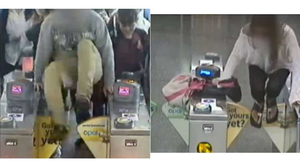 Fare evaders caught on camera. Photo: Screenshot