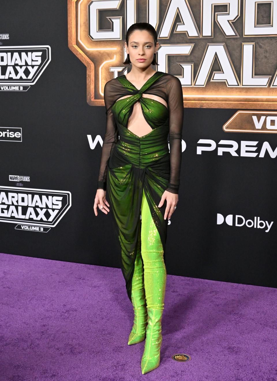 Daniela Melchior attends the World Premiere of Marvel Studios' "Guardians of the Galaxy Vol. 3" on April 27, 2023 in Hollywood, California.