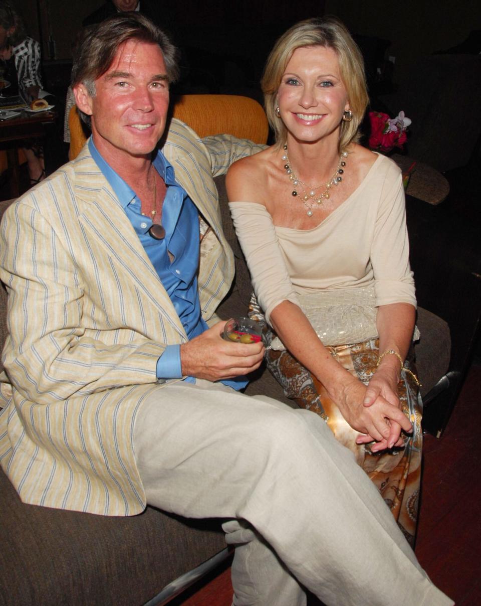 JULY 10: John Easterling and Olivia Newton-John attend XANADU opening night after-party at Providence N.Y.C. on July 10, 2007. (Photo by CHANCE YEH /Patrick McMullan via Getty Images)