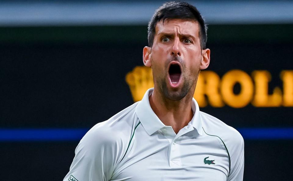 Novak Djokovic roars in celebration - SHUTTERSTOCK