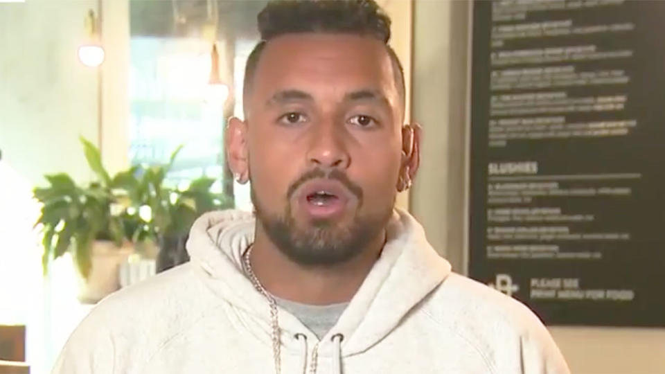 Pictured here, Nick Kyrgios during his interview on Nine's Today Show.